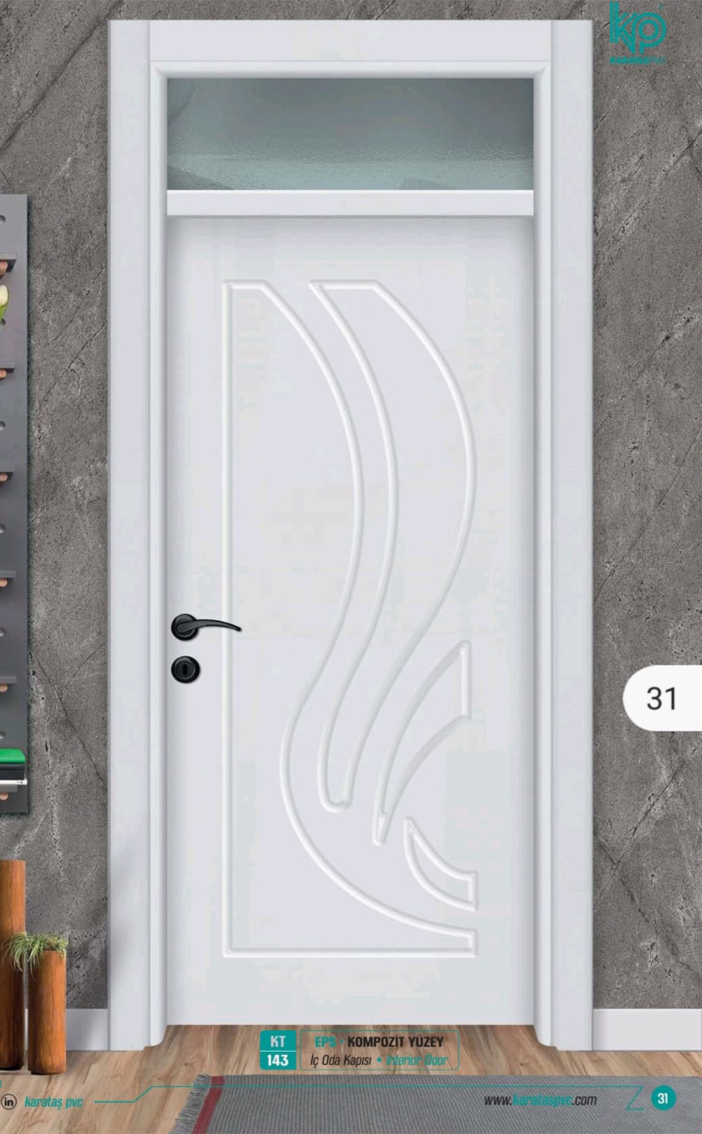 KT 143 Pürüzsüz Yüzeyli Kompozit İç Oda Kapısı